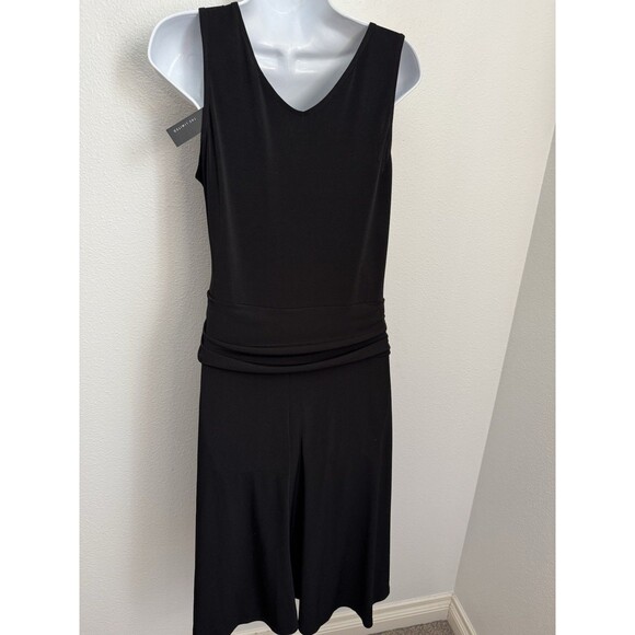 The Limited Dress Faux Wrap Sleeveless Black Fit Flare Size M Knit Stretch New - Picture 5 of 10